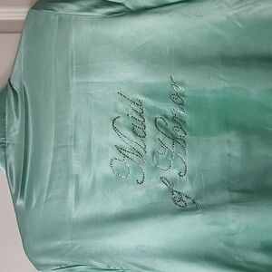 Satin Maid of Honor Robe in Aqua Wedding